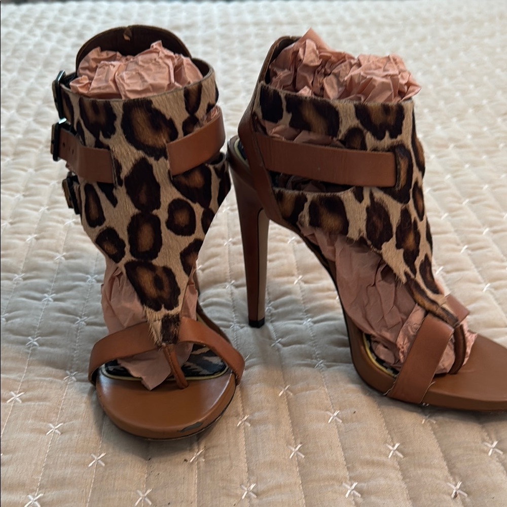 Leopard Print High Heel Sandals